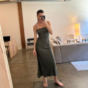 ZARA GREEN SILK SLIP DRESS